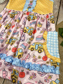 School Bus Pocket Twirl Dress | Girls Back to School Dress