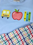 School Days Appliqué Tee & Plaid Shorts Set | Boys Back to School Outfit