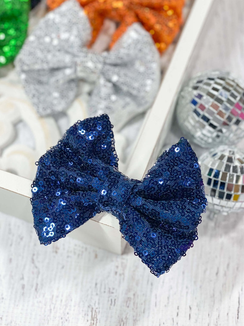 Sequin Hair Bow - Alligator Clip - 4"