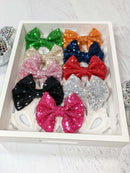 Sequin Hair Bow - Alligator Clip - 4"