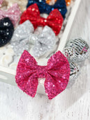 Sequin Hair Bow - Alligator Clip - 4"