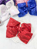 Sequin Texas Size Hair Bows - Alligator Clip - 6.5"