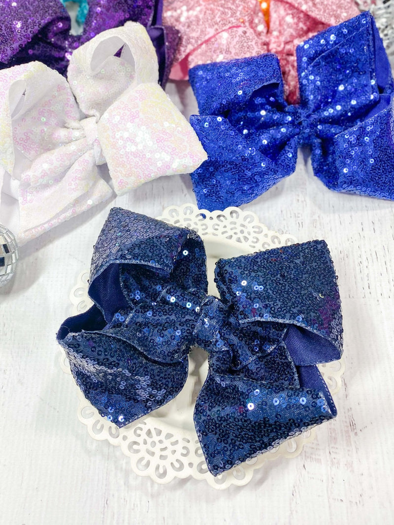 Sequin Texas Size Hair Bows - Alligator Clip - 6.5"