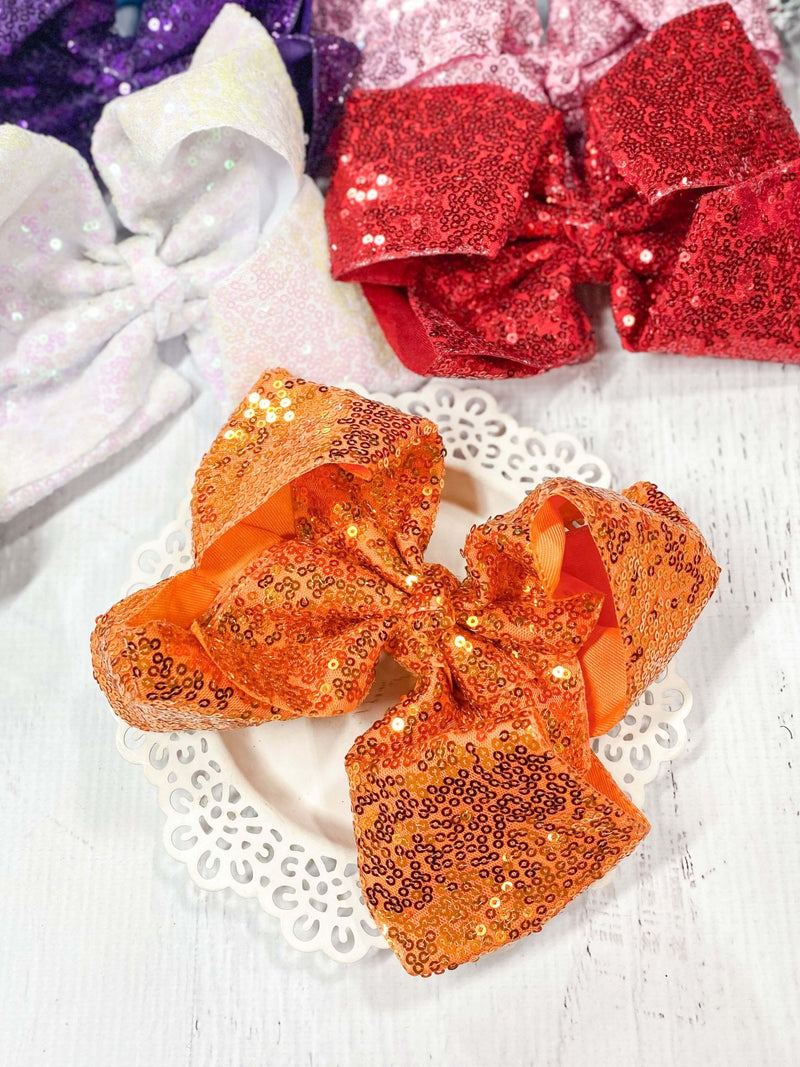 Sequin Texas Size Hair Bows - Alligator Clip - 6.5"