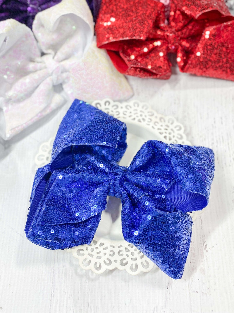 Sequin Texas Size Hair Bows - Alligator Clip - 6.5"