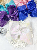 Sequin Texas Size Hair Bows - Alligator Clip - 6.5"