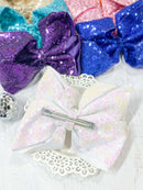 Sequin Texas Size Hair Bows - Alligator Clip - 6.5"
