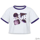 Azarhia Sequin Football Elements Boxy Tee | Purple & Gold Tigers Girls Game Day Shirt