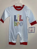 Lil Bro Appliqué Bubble Romper or Long Romper | Baby Boy Little Brother Outfit | Boutique Baby Clothing | Bossier City, LA