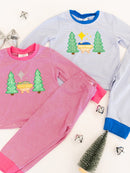 Silent Night Boys Blue Christmas PJ's