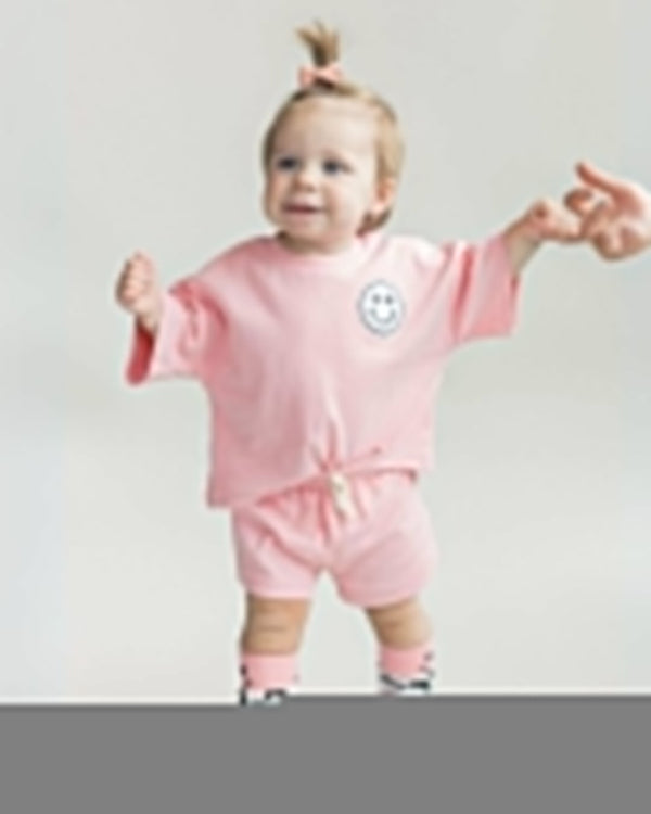 Smiley Shorts Set | Pink Peach