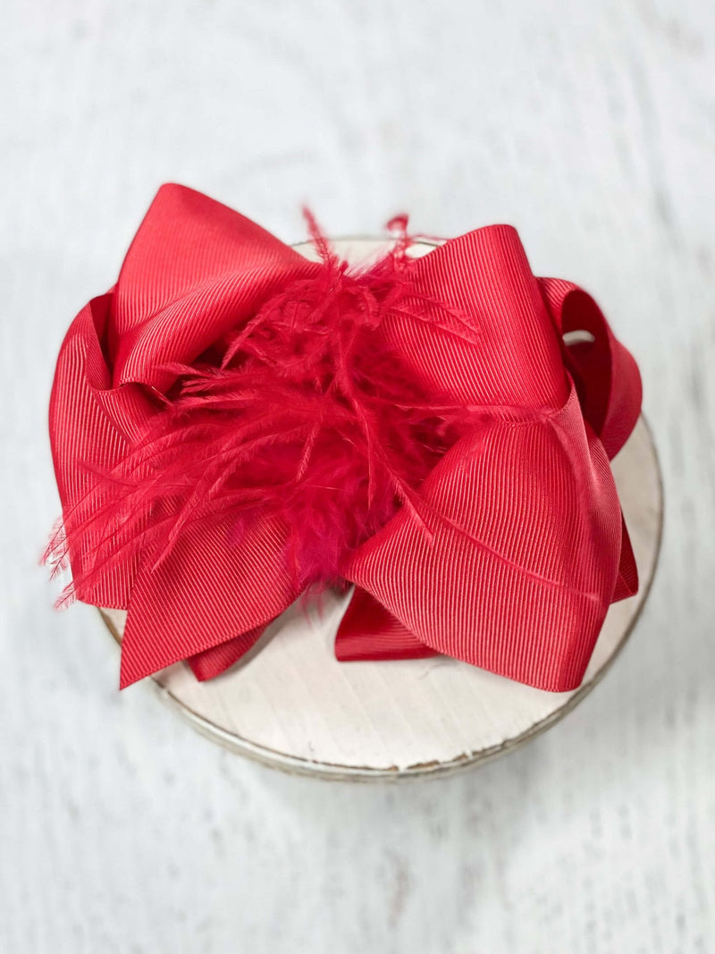 Solid Feather Puff Looped Knot Hair Bow - Alligator Clip - 5.5"