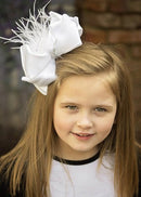 Solid Feather Puff Looped Knot Hair Bow - Alligator Clip - 5.5"