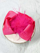 Solid Feather Puff Looped Knot Hair Bow - Alligator Clip - 5.5"