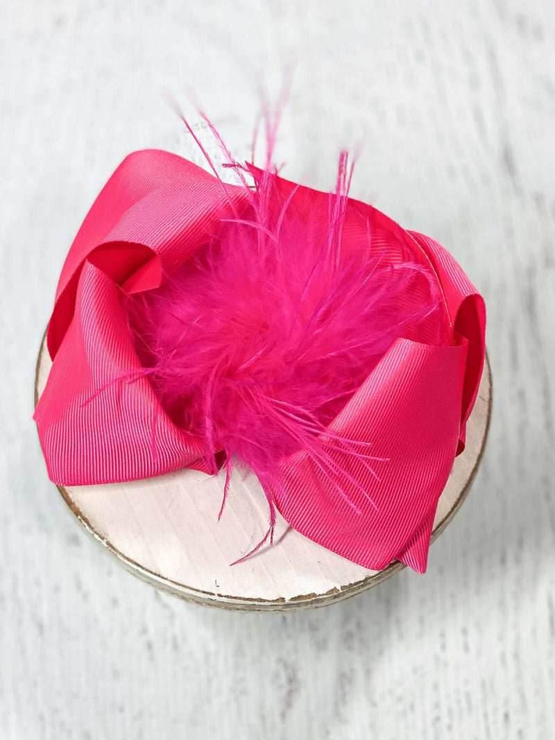 Solid Feather Puff Looped Knot Hair Bow - Alligator Clip - 5.5"