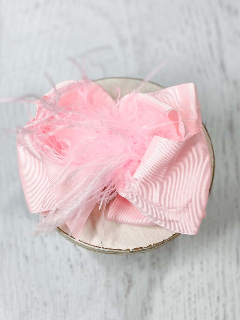 Solid Feather Puff Looped Knot Hair Bow - Alligator Clip - 5.5"