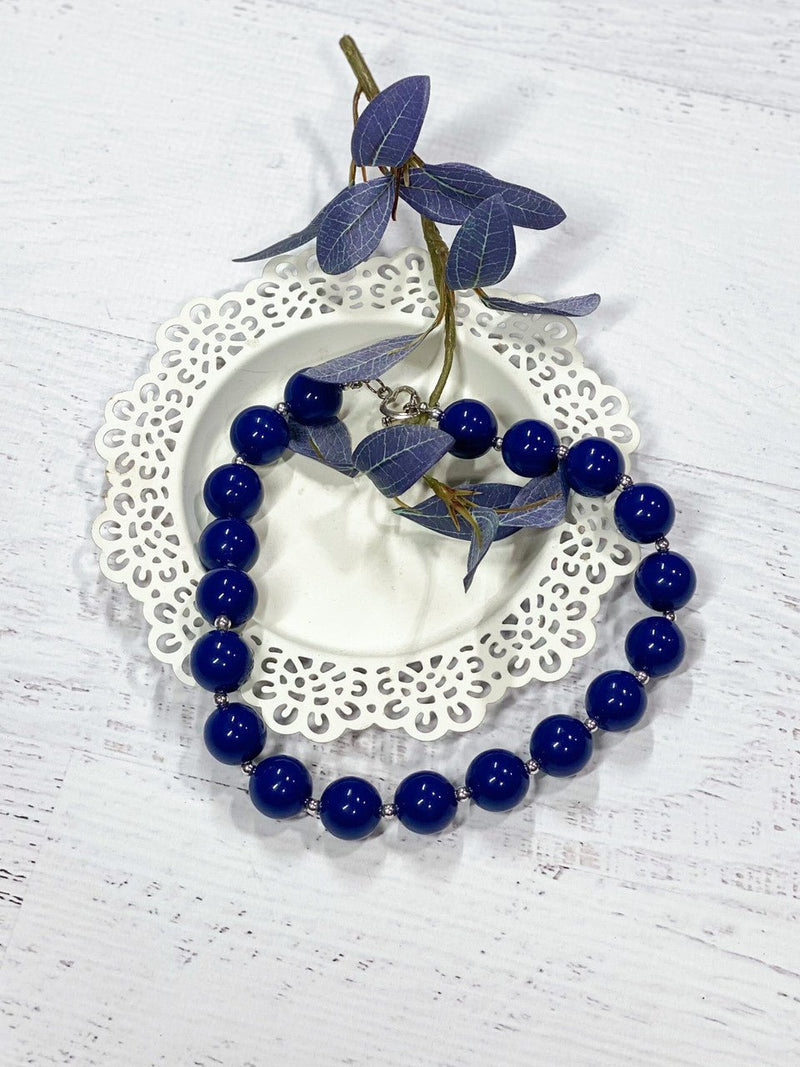 Solid Navy Chunky Bead Necklace