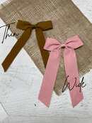 Suede Ribbon Long Tail Hair Bow- Wide