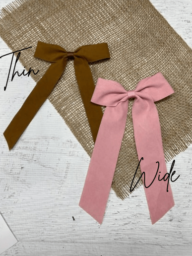 Suede Ribbon Long Tail Hair Bow- Thin