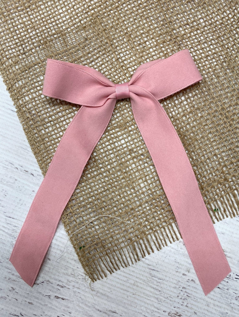 Suede Ribbon Long Tail Hair Bow- Thin