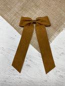 Suede Ribbon Long Tail Hair Bow- Wide