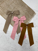 Suede Ribbon Long Tail Hair Bow- Wide