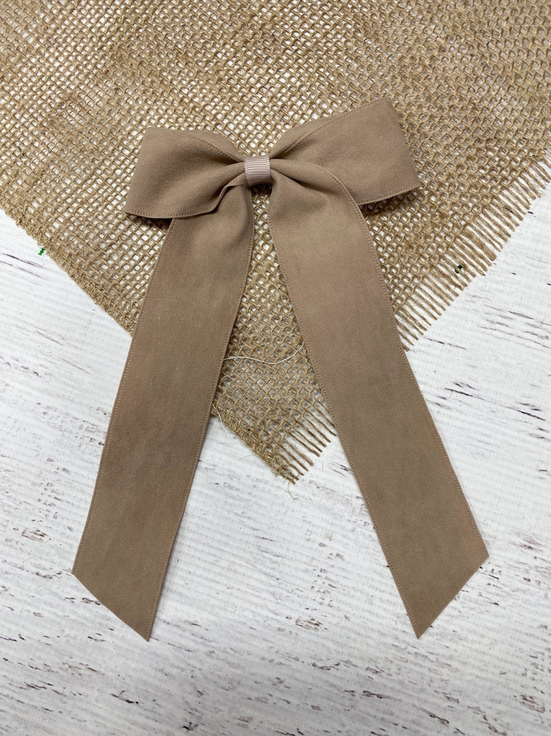 Suede Ribbon Long Tail Hair Bow- Wide