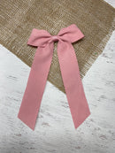 Suede Ribbon Long Tail Hair Bow- Wide