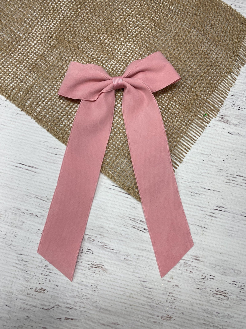 Suede Ribbon Long Tail Hair Bow- Wide