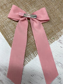 Suede Ribbon Long Tail Hair Bow- Wide