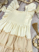 Sugar Cookie Tiered Dress | Girls Cream & Neutral Ruffle Twirl Dress
