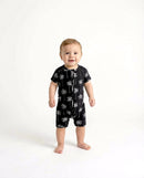 Bamboo Shorty Romper  | Palm Style Black