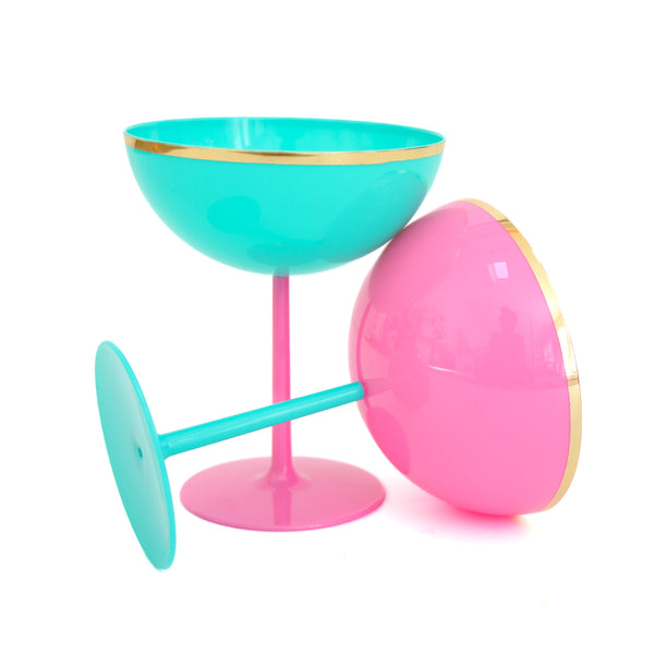 Turquoise and Hot Pink Coupe Glasses