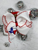 Texas Flag Moonstitch Hair Bow | Clip or Headband