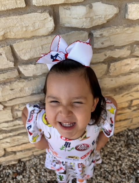 Texas Flag Moonstitch Hair Bow