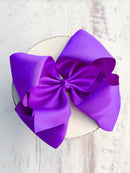 Texas Size Grosgrain Hair Bow - Alligator Clip - 6.5" - 36 colors