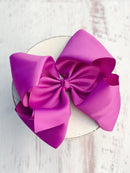 Texas Size Grosgrain Hair Bow - Alligator Clip - 6.5" - 36 colors