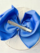 Texas Size Royal Blue & White Feather Puff Hair Bow