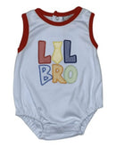 Lil Bro Appliqué Bubble Romper or Long Romper | Baby Boy Little Brother Outfit | Boutique Baby Clothing | Bossier City, LA
