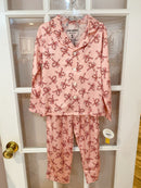 Pink Candy Cane Satin Loungewear Set – Two-Piece Holiday Pajamas