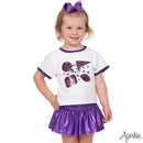 Azarhia Sequin Football Elements Boxy Tee | Purple & Gold Tigers Girls Game Day Shirt