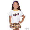 Azarhia Girls Purple & Gold Tiger Print Butterfly Flowy Shorts