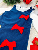 Timeless Santa & Bows Navy Blue Dress