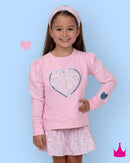 Azarhia Sequin Appliqué Stay Sweet Pink Holly Sweatshirt | Girls Boutique Sweatshirt | Bossier City, LA