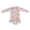 Girls Blush Beauty Print Ruffle Rash Guard One-Piece Swimsuit