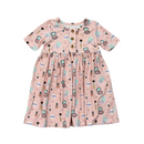 Girls Blush Beauty Print Short Sleeve Henley Dress