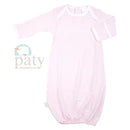Pink White Stripes Pima Overlap Shoulder Gown-Newborn