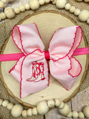 Western Boot Embroidered Moonstitch Hair Bow | Clip or Headband