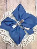 Western Santa Denim Hair Bow