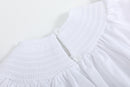 White and Pink Bows Smocked Bishop Dress